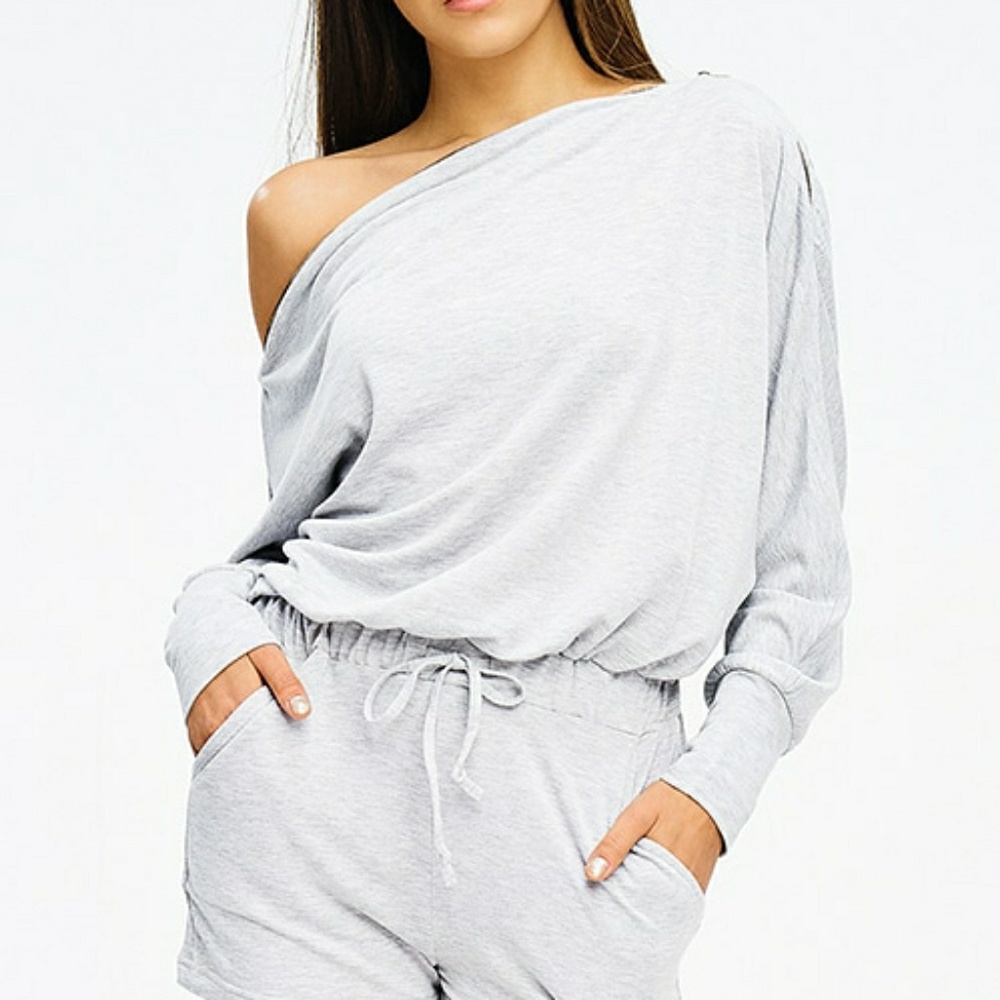 Zipper Neck Off Shoulder Romper